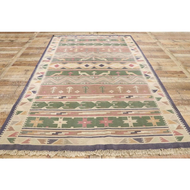 Textile Vintage Indian Stone Wash Dhurrie Rug - 05'05 X 08'07 For Sale - Image 7 of 9