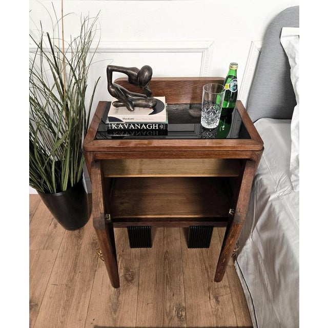 Italian Art Deco Nightstands in Burl Walnut, 1940s, Set of 2 For Sale - Image 4 of 11