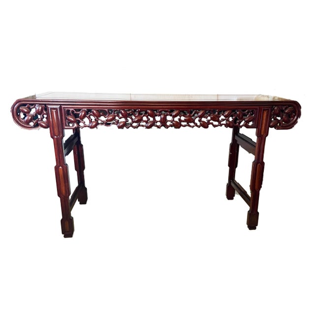 Figurative Chinese Vintage Huanghuali & Zitan Wood Altar Console Table For Sale - Image 3 of 10