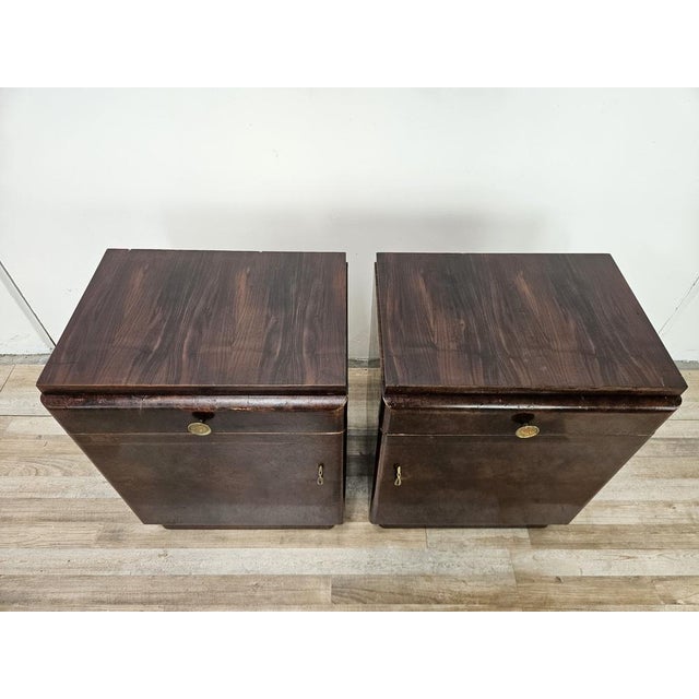 1950s Art Deco Oak Burl Bedside Tables, 1950, Set of 2 For Sale - Image 5 of 18