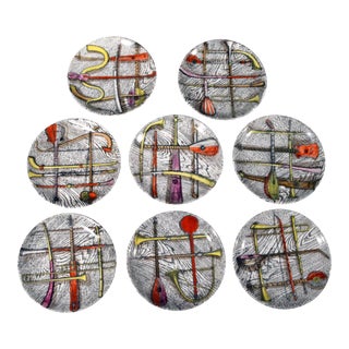 Vintage Piero Fornasetti Set of Eight Orchestra Coasters - Set of 8 For Sale