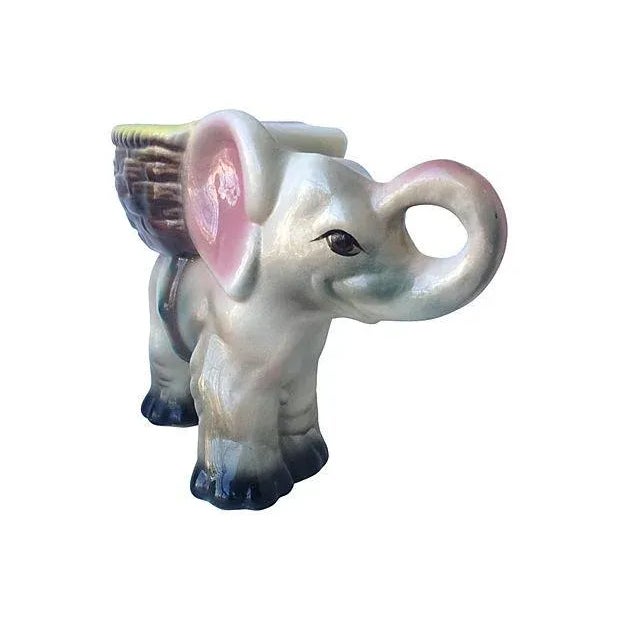 Mid-Century Modern 1950's Ceramic Glazed Elephant Plant Holder For Sale - Image 3 of 7