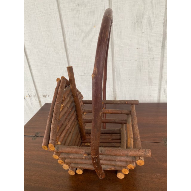 Late 20th Century Vintage Rustic Bentwood Log Cabin Basket For Sale - Image 5 of 8