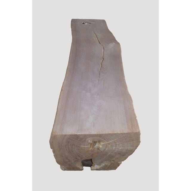 Andrianna Shamaris Single Teak Wood Log Bench or Coffee Table For Sale - Image 11 of 18