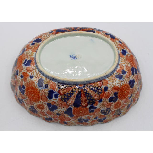 Mid 19th Century Circa 1860s Meiji Period Japanese Imari Porcelain Oval Scalloped Bowl For Sale - Image 5 of 7