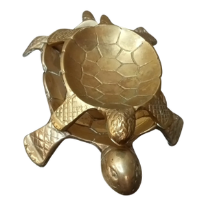 Pair of 1980s Solid Brass Turtle Trinket Holders in Gradient Sizes