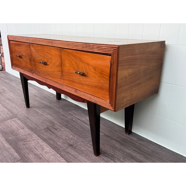 Mid-Century Modern Vintage Italian Console Table in Walnut Burl, 1950s For Sale - Image 3 of 18