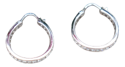 18 Karat White Gold Earrings with Brilliant-Cut Zirconias, Set of 2