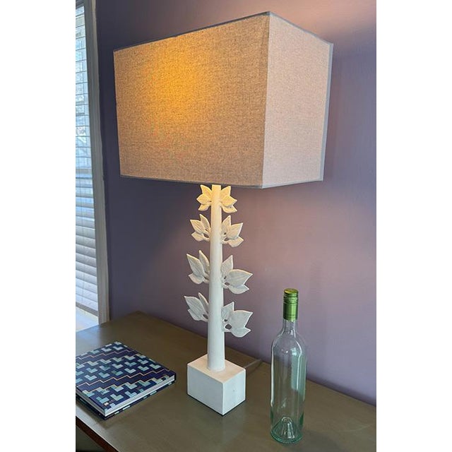 2010s Pair of Metal Leaf Base Table Lamps For Sale - Image 5 of 8