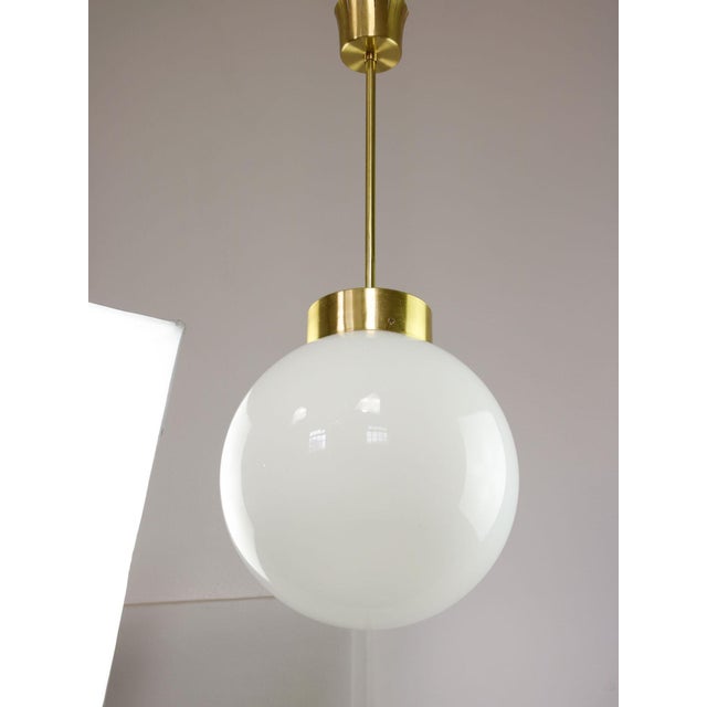 Mid-Century Italian Opaline and Brass Globe Pendant Lamp For Sale - Image 18 of 18