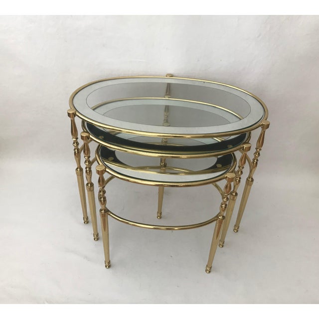 Hollywood Regency Set of 3 Brass Oval Nesting Tables Chairish