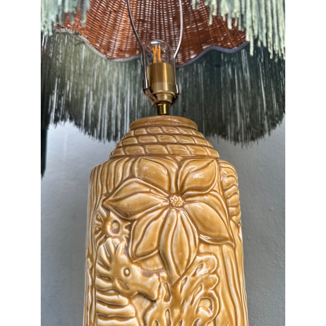 Mid-Century Modern Seahorse Relief Ceramic Lamps — Rewired Pair For Sale - Image 3 of 15