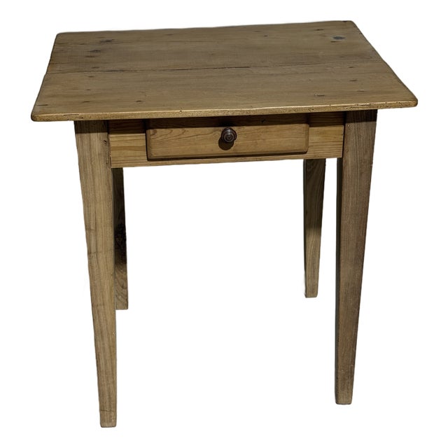 Antique Pine & Poplar Table With One Drawer From England For Sale