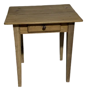 Antique Pine & Poplar Table With One Drawer From England