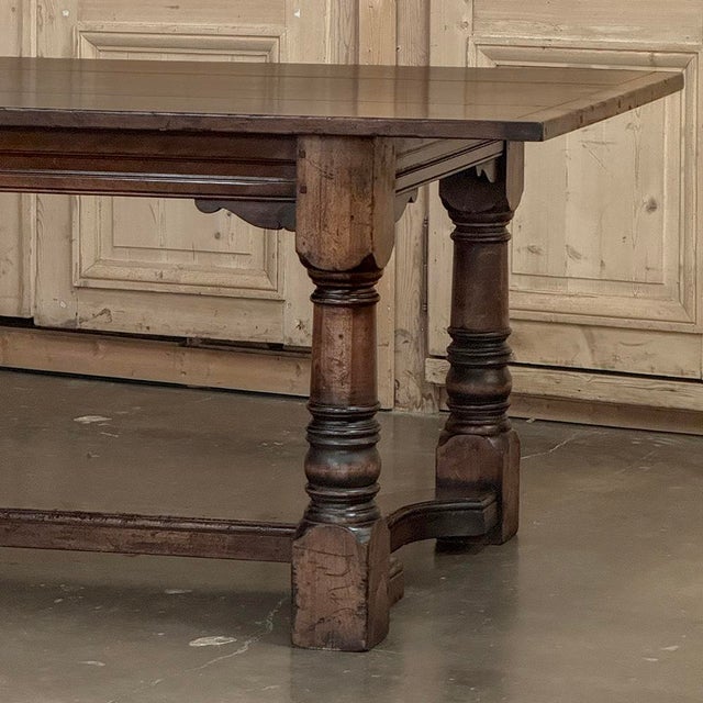 18th Century English Oak Trestle Dining Table With Turned Supports For Sale - Image 11 of 17