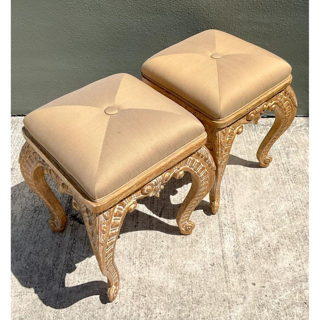 Vintage Casa D’Arte Paoletti Carved Wood Low Stools For Sale - Image 12 of 12