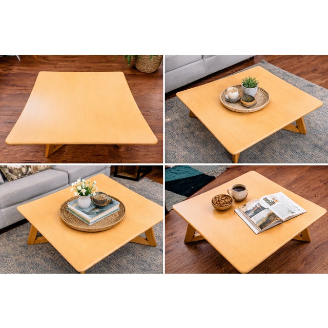 Heywood-Wakefield Restored Wheat Heywood Wakefield X Coffee Table G392 For Sale - Image 4 of 10