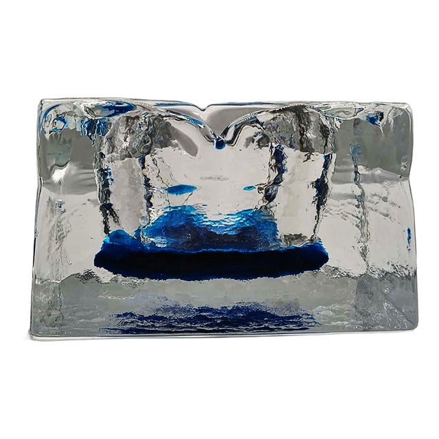 Square Ashtray in Hand-Worked Murano Glass with Ice Cube Effect, 1970s For Sale
