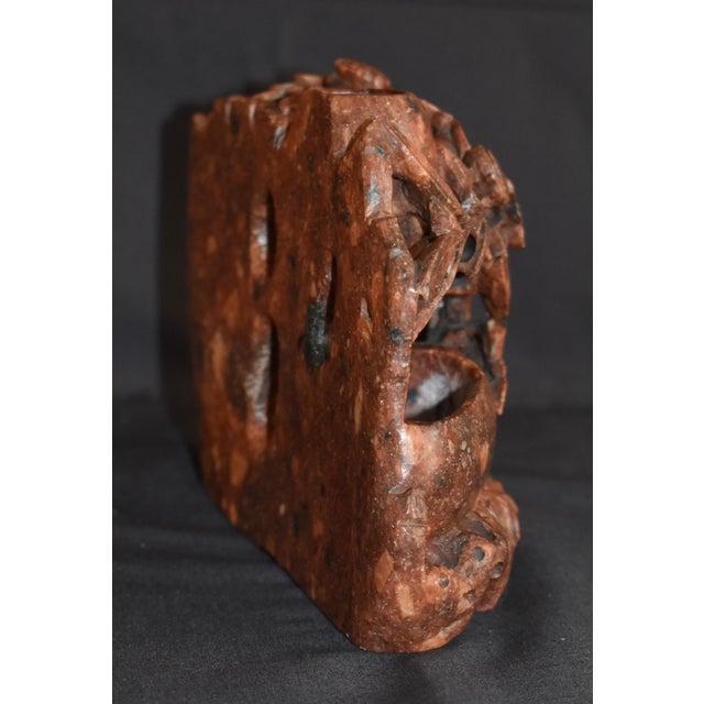 Vintage Chinese Hand Carved Soapstone Double Vase Sculpture Floral Motif Antique For Sale - Image 12 of 14