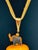 1940s Bakelite Amber Necklace W/ Tiger’s Eye Elephant Pendant & Gold Chain Tassels For Sale In Salt Lake City - Image 6 of 8