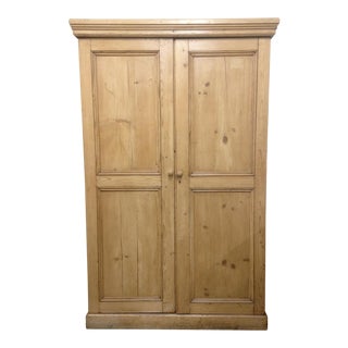 Antique Unpainted Rustic Pine Armoire For Sale