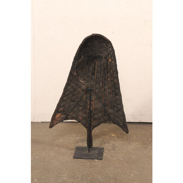 Mid 20th Century Nagaland Tribal Rain Shield on Custom Stand For Sale In Atlanta - Image 6 of 11