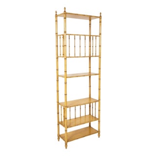 Mid-Century Faux Bamboo Etagere Shelving Unit by John Widdicomb For Sale