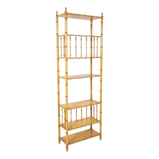 Mid-Century Faux Bamboo Etagere Shelving Unit by John Widdicomb For Sale