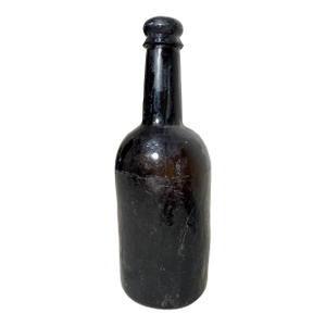 Rare Antique 18th Century Handmade 4 Part Mold Blown Green Whiskey Glass Bottle