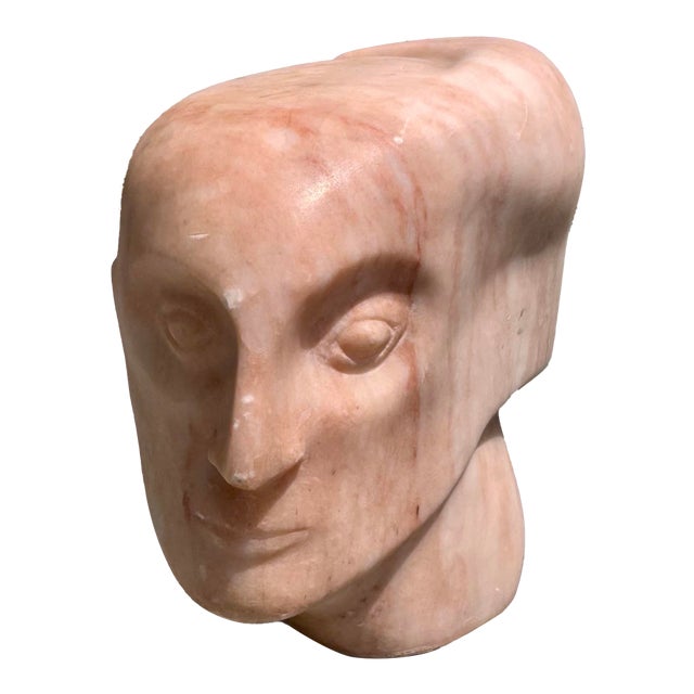 Vintage Leonora Eunice Arye Signed Stone Face Sculpture on Acrylic Plinth For Sale