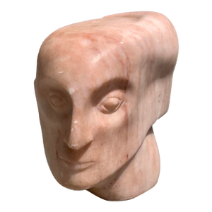 Vintage Leonora Eunice Arye Signed Stone Face Sculpture on Acrylic Plinth