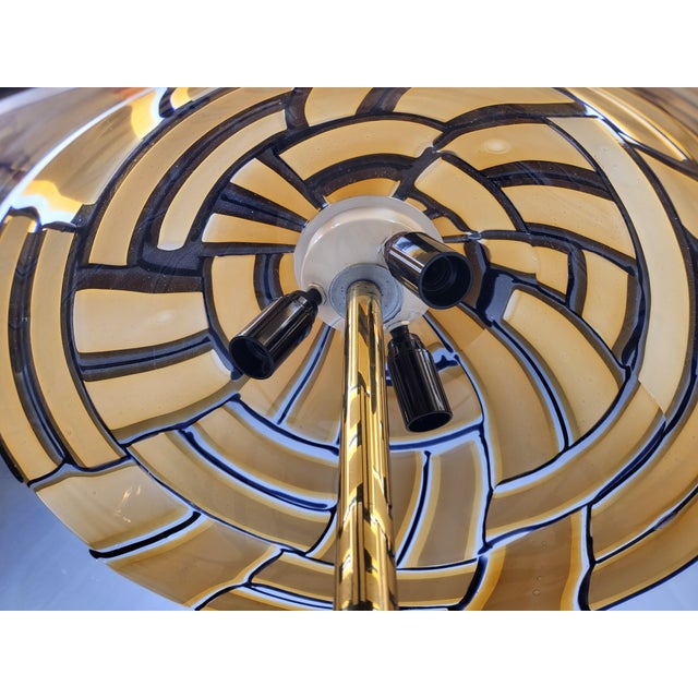 Modern 1970s Large Italian Barovier and Toso Table Lamp in Glass and Brass For Sale - Image 3 of 9