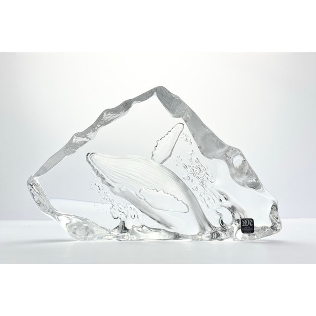 Mats Jonasson X Målerås Crystal Humpback Whale Paperweight Sculpture 9.5” Signed Excellent condition. No chips, cracks, or...