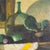 A 1933 oil on board painting by American artist Edward Sherlock. This still life painting depicts a green glass demijohn...