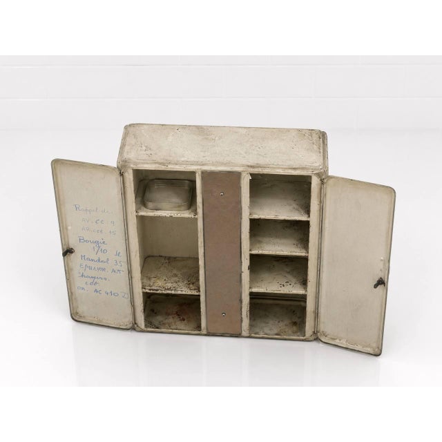 Vintage French Metal Medicine Cabinet, 1940s For Sale - Image 5 of 13