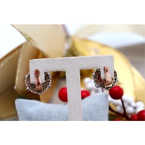 Round Gold Earrings with Diamonds, Set of 2 For Sale - Image 6 of 7