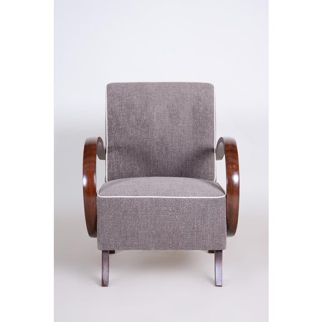 Czech Art Deco Beech Armchair attributed to J. Halabala for Up Zavody, 1930s For Sale - Image 3 of 11