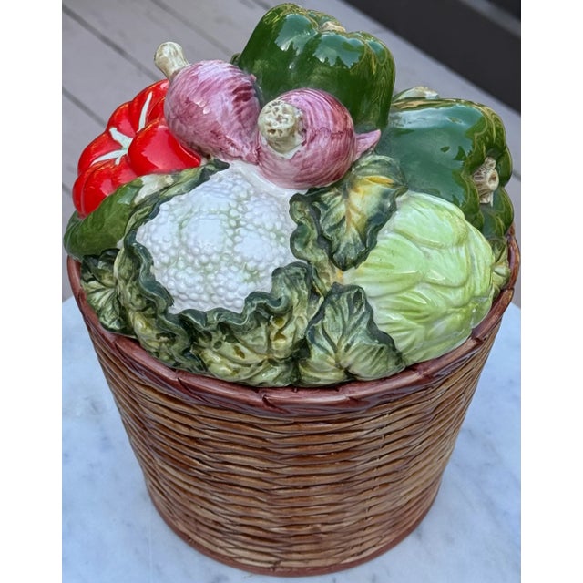 Mid-Century Made in Japan Trompe L’Oleil Basket of Vegetables For Sale - Image 11 of 15
