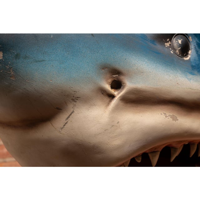 Plastic Oversized Hand-Painted Great White Shark Head Wall Mount For Sale - Image 7 of 8