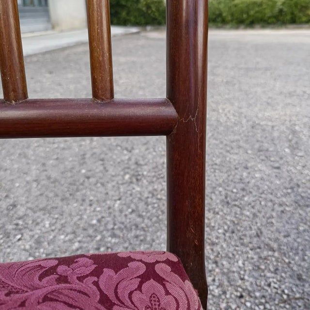 Brown Set of Dining Chairs in Fabric and Wood For Sale - Image 8 of 9