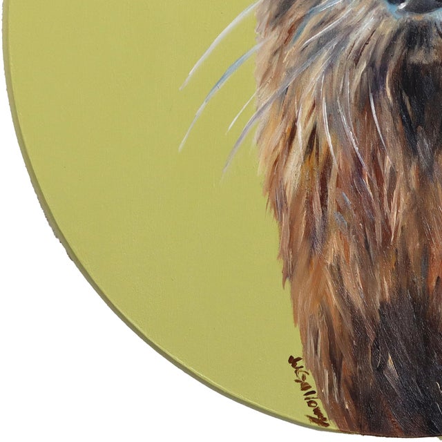 Otter's Purple Urchin Crown - Original Surreal Animal Portrait Oil Painting on Wood Panel by Jj Galloway For Sale - Image 4 of 9