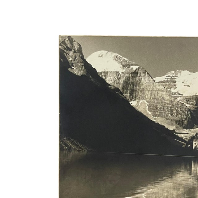 Vintage Black and White Photograph of Lake Louise & Victoria Glacier, Alberta, Canada For Sale In Seattle - Image 6 of 10