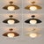 Mid Century Brass Disk Chandelier, Milk Glass Globe Pendant Light, Handmade Italian Modern Ceiling Fixture, Brass Semi Flush Light For Sale - Image 6 of 11