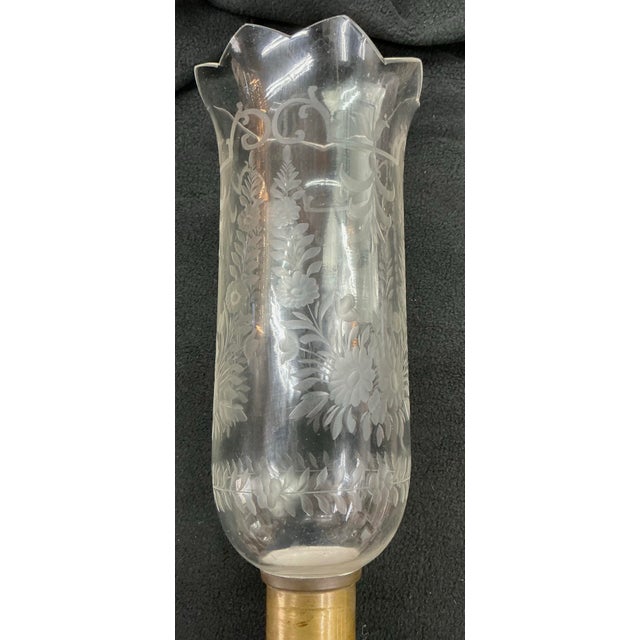 Pair of Vintage Hurricane Cut Crystal Table Lamps For Sale - Image 9 of 12