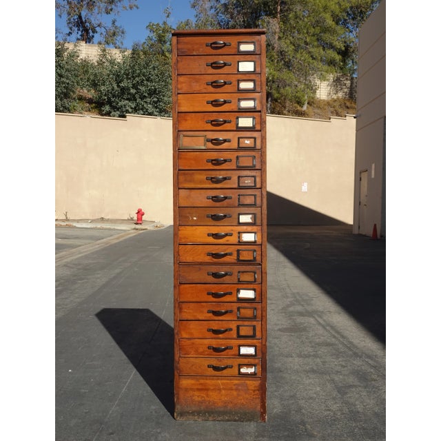 Industrial Antique 79" English Notary 18 Drawers File Cabinet For Sale - Image 3 of 12