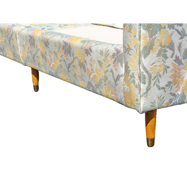 1970s Mid Century Modern Floral Upholstered Pattern Sofa Couch For Sale In Philadelphia - Image 6 of 11