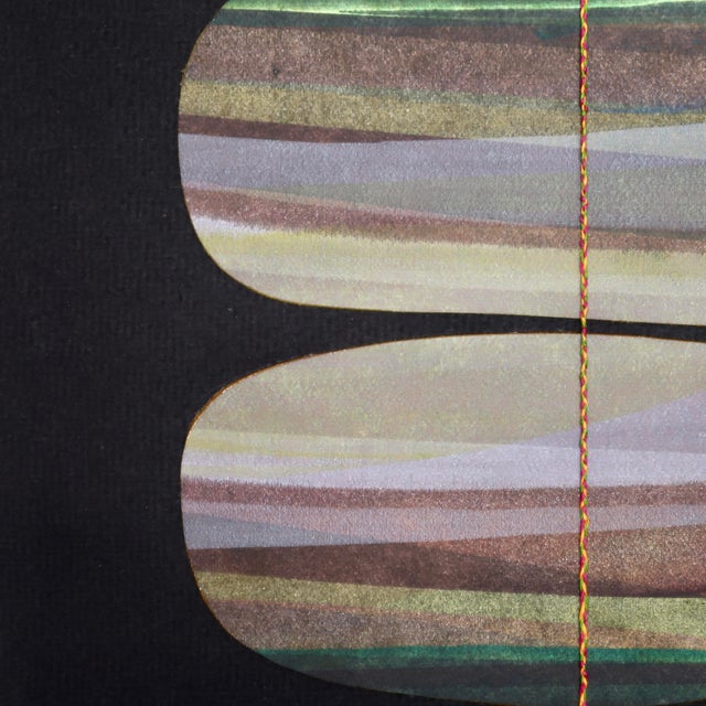 Textile Contemporary Abstract Landscape Mixed Media Collage on Handmade Paper With Braided Thread by Casey R. Klein For Sale - Image 7 of 17