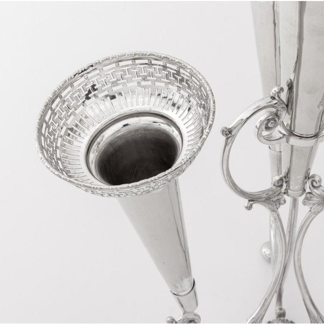 Mid 20th Century Mid 20th Century Modern Silver Plate Four Trumpet Epergne For Sale - Image 5 of 8