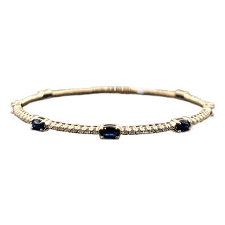 1.50 Ct Natural Sapphire & Diamond Flexible Bracelet in 14k Yg For Sale
