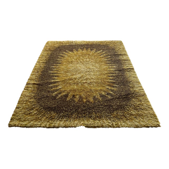 Scandinavian Rya Rug in Wool, 1970s For Sale